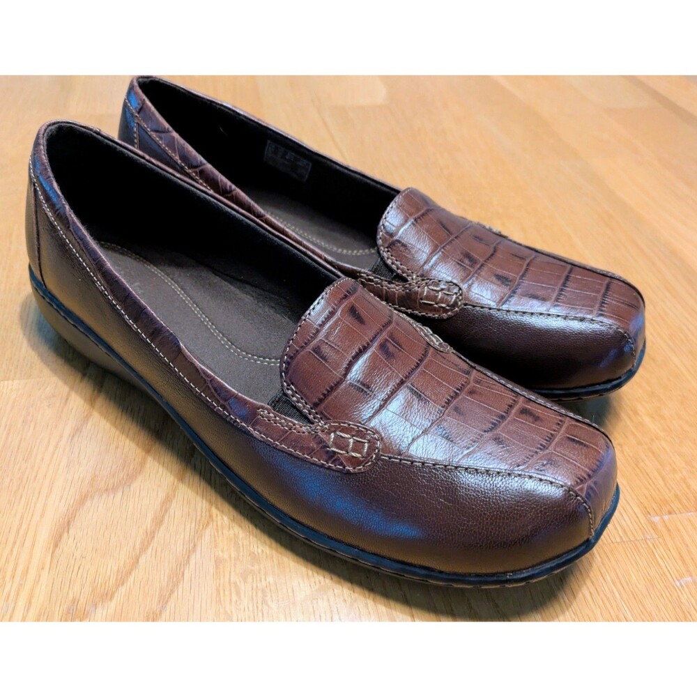 Clarks Womens Ultimate Comfort Collection Slip On Shoes 15260 Brown Croc Size 11